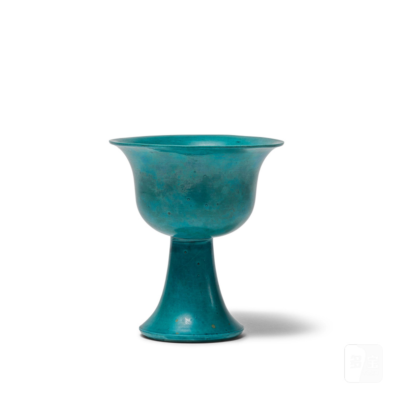 清康熙 松石綠釉高足盃 | COUPE À PIED À GLAÇURE TURQUOISE - 图3
